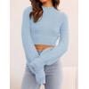 imageZESICA Womens Fall Mock Neck Cropped Sweater Long Sleeve Soft Ribbed Knit Pullover Jumper TopsLightblue