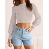 imageZESICA Womens Fall Mock Neck Cropped Sweater Long Sleeve Soft Ribbed Knit Pullover Jumper TopsSand