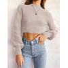 imageZESICA Womens Fall Mock Neck Cropped Sweater Long Sleeve Soft Ribbed Knit Pullover Jumper TopsSand