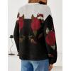 imageZESICA Womens Floral Oversized Sweaters 2025 Fall Crewneck Long Sleeve Casual Chunky Knit Pullover Sweater TopsBlack