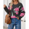 imageZESICA Womens Floral Oversized Sweaters 2025 Fall Crewneck Long Sleeve Casual Chunky Knit Pullover Sweater TopsCarbon Grey