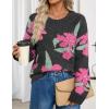 imageZESICA Womens Floral Oversized Sweaters 2025 Fall Crewneck Long Sleeve Casual Chunky Knit Pullover Sweater TopsCarbon Grey