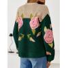 imageZESICA Womens Floral Oversized Sweaters 2025 Fall Crewneck Long Sleeve Casual Chunky Knit Pullover Sweater TopsGreen