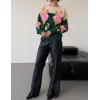 imageZESICA Womens Floral Oversized Sweaters 2025 Fall Crewneck Long Sleeve Casual Chunky Knit Pullover Sweater TopsGreen