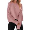 imageZESICA Womens 2025 Fall Long Sleeve Crew Neck Solid Color Cable Knit Chunky Casual Oversized Pullover Sweater TopsPurple