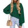 imageZESICA Womens Casual Turtleneck Long Lantern Sleeve Fall 2025 Oversized Ribbed Knit Pullover Sweater Jumper TopForestgreen