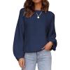 imageZESICA Womens Crew Neck Long Lantern Sleeve Fall 2025 Casual Loose Ribbed Knit Solid Soft Pullover Sweater TopsNavy