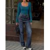 imageZESICA Womens Long Sleeve Shirts 2025 Fall Fashion Square Neck Slim Fit Basic Going Out Tops Trendy OutfitsTeal