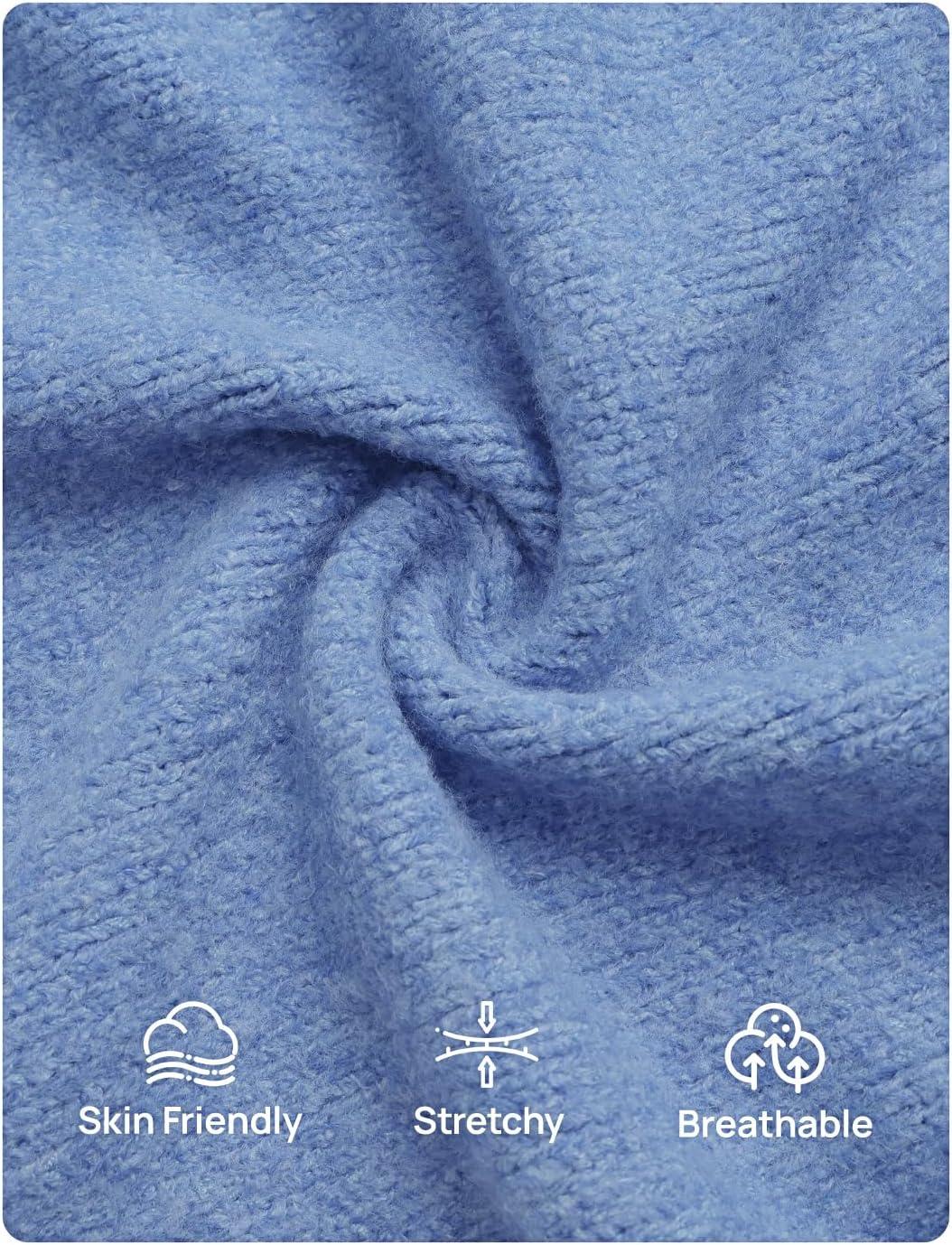 imageZESICA Womens 2 Piece Outfits Lounge Pajama Sets 2025 Fall Long Sleeve Cardigans Wide Leg Pants Matching Winter ClothesBlue