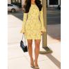 imageZESICA Fall Mini Dresses for Women 2025 Long Sleeve Floral Mesh Crewneck Bodycon Cocktail Party Club Short DressYellow