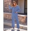 imageZESICA Womens 2 Piece Outfits Lounge Pajama Sets 2025 Fall Long Sleeve Cardigans Wide Leg Pants Matching Winter ClothesBlue