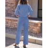 imageZESICA Womens 2 Piece Outfits Lounge Pajama Sets 2025 Fall Long Sleeve Cardigans Wide Leg Pants Matching Winter ClothesBlue
