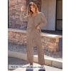imageZESICA Womens 2 Piece Outfits Lounge Pajama Sets 2025 Fall Long Sleeve Cardigans Wide Leg Pants Matching Winter ClothesKhaki
