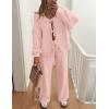 imageZESICA Womens 2 Piece Outfits Lounge Pajama Sets 2025 Fall Long Sleeve Cardigans Wide Leg Pants Matching Winter ClothesPink