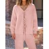 imageZESICA Womens 2 Piece Outfits Lounge Pajama Sets 2025 Fall Long Sleeve Cardigans Wide Leg Pants Matching Winter ClothesPink