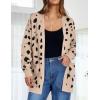 imageZESICA Womens Fall Winter Long Sleeves Open Front Leopard Print Knitted Sweater Cardigan Coat OutwearA Beige