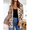 imageZESICA Womens Fall Winter Long Sleeves Open Front Leopard Print Knitted Sweater Cardigan Coat OutwearA Beige