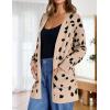 imageZESICA Womens Fall Winter Long Sleeves Open Front Leopard Print Knitted Sweater Cardigan Coat OutwearA Beige
