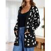 imageZESICA Womens Fall Winter Long Sleeves Open Front Leopard Print Knitted Sweater Cardigan Coat OutwearA Black