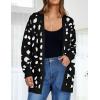 imageZESICA Womens Fall Winter Long Sleeves Open Front Leopard Print Knitted Sweater Cardigan Coat OutwearA Black