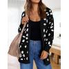 imageZESICA Womens Fall Winter Long Sleeves Open Front Leopard Print Knitted Sweater Cardigan Coat OutwearA Black