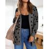imageZESICA Womens Fall Winter Long Sleeves Open Front Leopard Print Knitted Sweater Cardigan Coat OutwearA Dark Grey