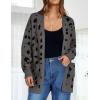 imageZESICA Womens Fall Winter Long Sleeves Open Front Leopard Print Knitted Sweater Cardigan Coat OutwearA Dark Grey
