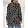 imageZESICA Womens Fall Winter Long Sleeves Open Front Leopard Print Knitted Sweater Cardigan Coat OutwearA Dark Grey