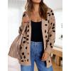 imageZESICA Womens Fall Winter Long Sleeves Open Front Leopard Print Knitted Sweater Cardigan Coat OutwearA Khaki