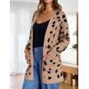 imageZESICA Womens Fall Winter Long Sleeves Open Front Leopard Print Knitted Sweater Cardigan Coat OutwearA Khaki
