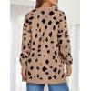 imageZESICA Womens Fall Winter Long Sleeves Open Front Leopard Print Knitted Sweater Cardigan Coat OutwearA Khaki