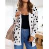 imageZESICA Womens Fall Winter Long Sleeves Open Front Leopard Print Knitted Sweater Cardigan Coat OutwearA White