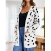 imageZESICA Womens Fall Winter Long Sleeves Open Front Leopard Print Knitted Sweater Cardigan Coat OutwearA White