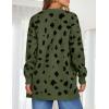 imageZESICA Womens Fall Winter Long Sleeves Open Front Leopard Print Knitted Sweater Cardigan Coat OutwearArmygreen