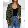 imageZESICA Womens Fall Winter Long Sleeves Open Front Leopard Print Knitted Sweater Cardigan Coat OutwearArmygreen