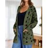 imageZESICA Womens Fall Winter Long Sleeves Open Front Leopard Print Knitted Sweater Cardigan Coat OutwearArmygreen