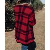 imageZESICA Womens Fall Winter Long Sleeves Open Front Leopard Print Knitted Sweater Cardigan Coat OutwearRed Plaid