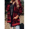 imageZESICA Womens Fall Winter Long Sleeves Open Front Leopard Print Knitted Sweater Cardigan Coat OutwearRed Plaid