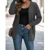 imageZESICA Womens Fall Winter Long Sleeves Open Front Leopard Print Knitted Sweater Cardigan Coat OutwearSolid Grey
