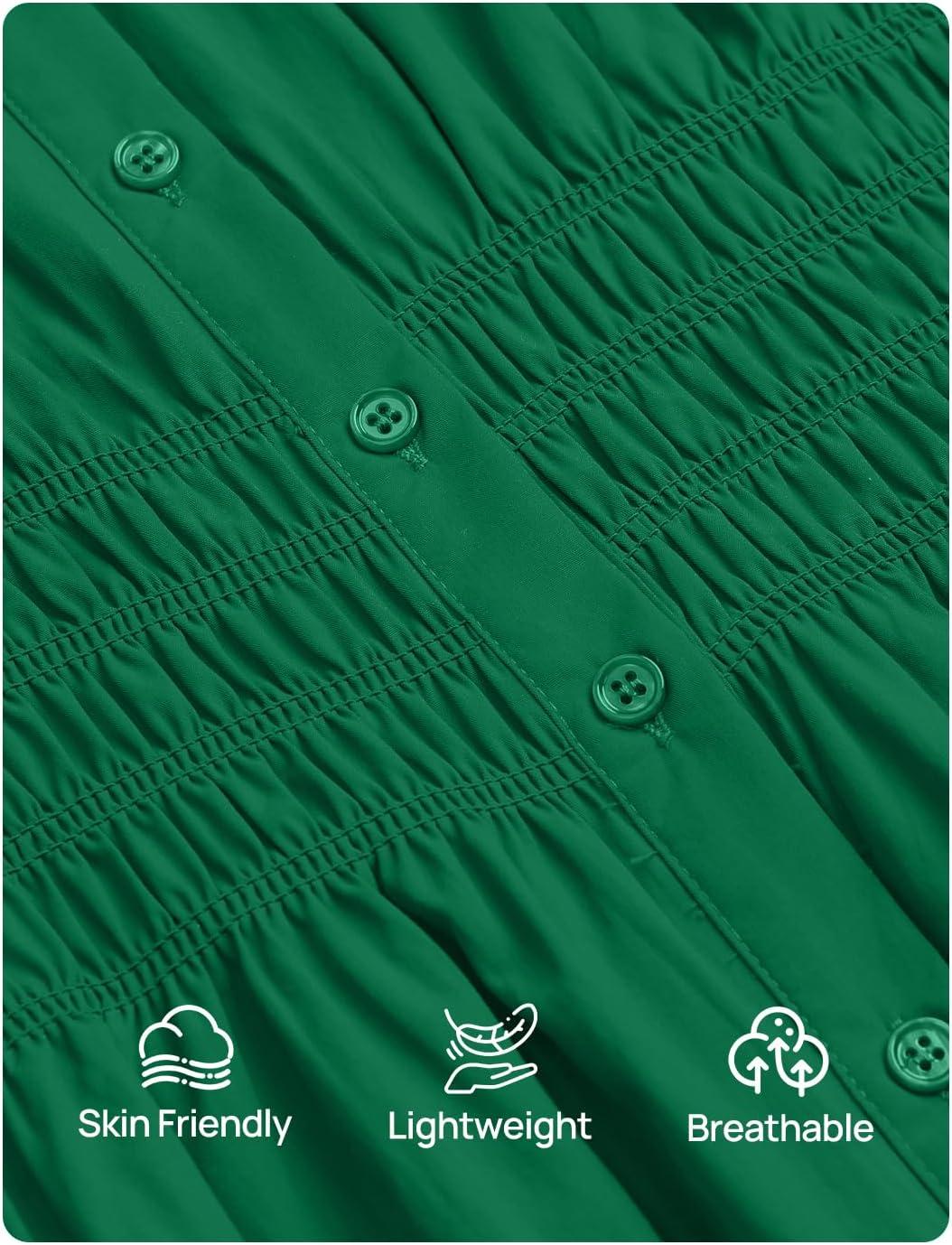 imageZESICA Womens 2025 Fall Long Sleeve Blouse Business Dressy Casual Button Down Shirts Peplum Tops Fashion Trendy ClothesGreen