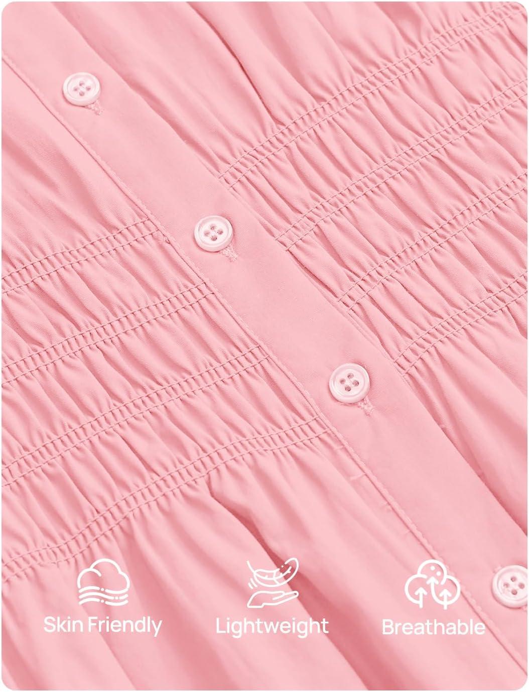 imageZESICA Womens 2025 Fall Long Sleeve Blouse Business Dressy Casual Button Down Shirts Peplum Tops Fashion Trendy ClothesPink