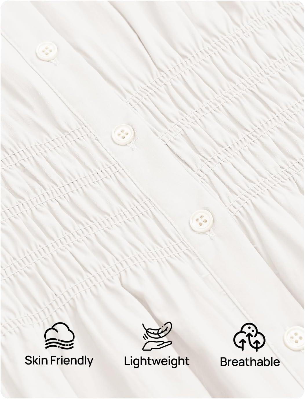 imageZESICA Womens 2025 Fall Long Sleeve Blouse Business Dressy Casual Button Down Shirts Peplum Tops Fashion Trendy ClothesWhite