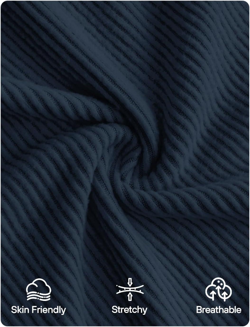 imageZESICA Womens Long Sleeve Shirts 2025 Fall Mock Neck Ribbed Knit Slim Fit Tops Basic Tees Dressy Casual Outfits ClothesNavy