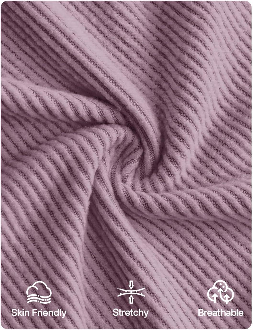 imageZESICA Womens Long Sleeve Shirts 2025 Fall Mock Neck Ribbed Knit Slim Fit Tops Basic Tees Dressy Casual Outfits ClothesPurple