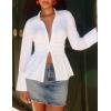 imageZESICA Womens 2025 Fall Long Sleeve Blouse Business Dressy Casual Button Down Shirts Peplum Tops Fashion Trendy ClothesWhite