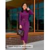 imageZESICA Womens 2025 Fall Long Sleeve Bodycon Dress Mock Neck Wedding Guest Cocktail Party Long Midi DressesEggplant