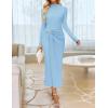 imageZESICA Womens 2025 Fall Long Sleeve Bodycon Dress Mock Neck Wedding Guest Cocktail Party Long Midi DressesLightblue