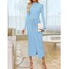 imageZESICA Womens 2025 Fall Long Sleeve Bodycon Dress Mock Neck Wedding Guest Cocktail Party Long Midi DressesLightblue