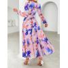 imageZESICA Womens 2025 Fall Long Sleeve Maxi Dress Floral Print V Neck Empire Waist A Line Tiered Flowy Boho Party DressesPurple