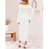 imageZESICA Womens Fall Off Shoulder Sweater Dress 2025 Bell Long Sleeve Ribbed Knit Bodycon Formal Maxi DressesWhite